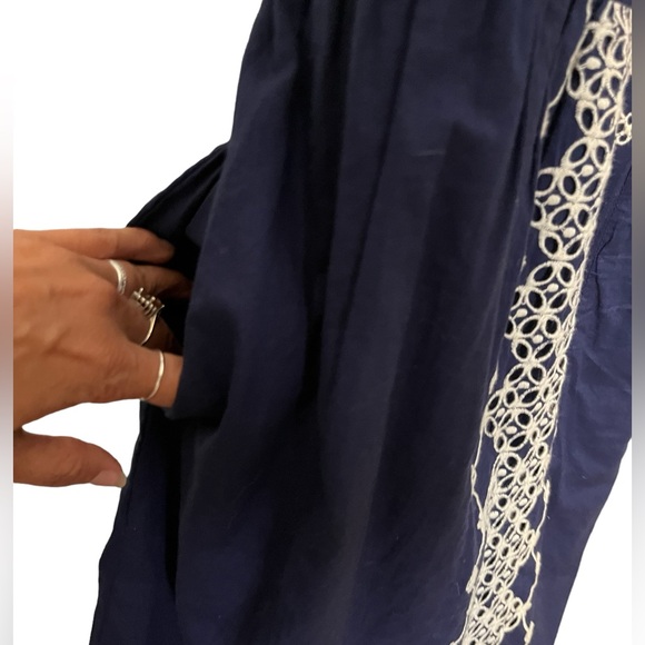 Edme & Esyllte Anthropologie Navy White V Neck Dress with Pockets Size Medium - Picture 3 of 10